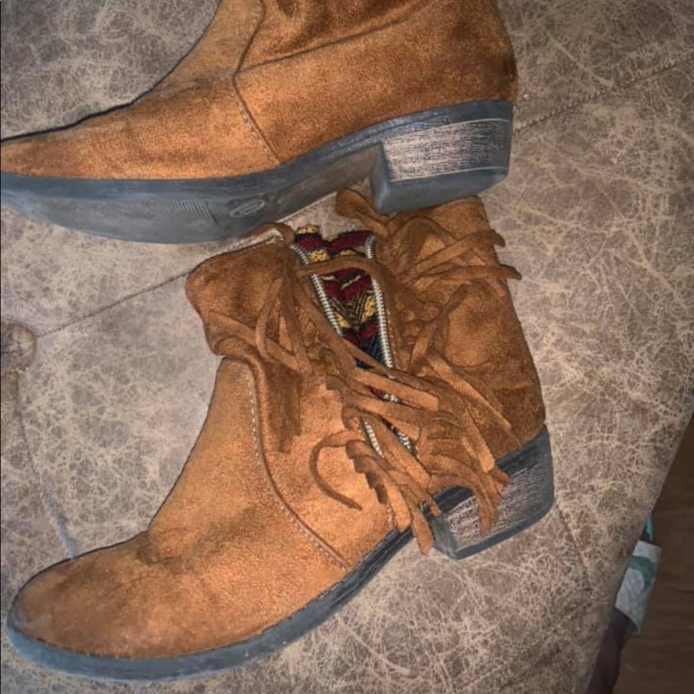 Girls boho fringe booties